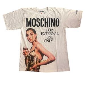 Rare Moschino Parfums Vintage For External Use Only Promo T-Shirt Top Sz:L